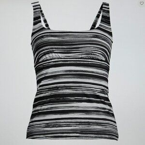 Lands' End Women's Long Torso Square Neck Underwire Tankini Swimsuit Top NWT